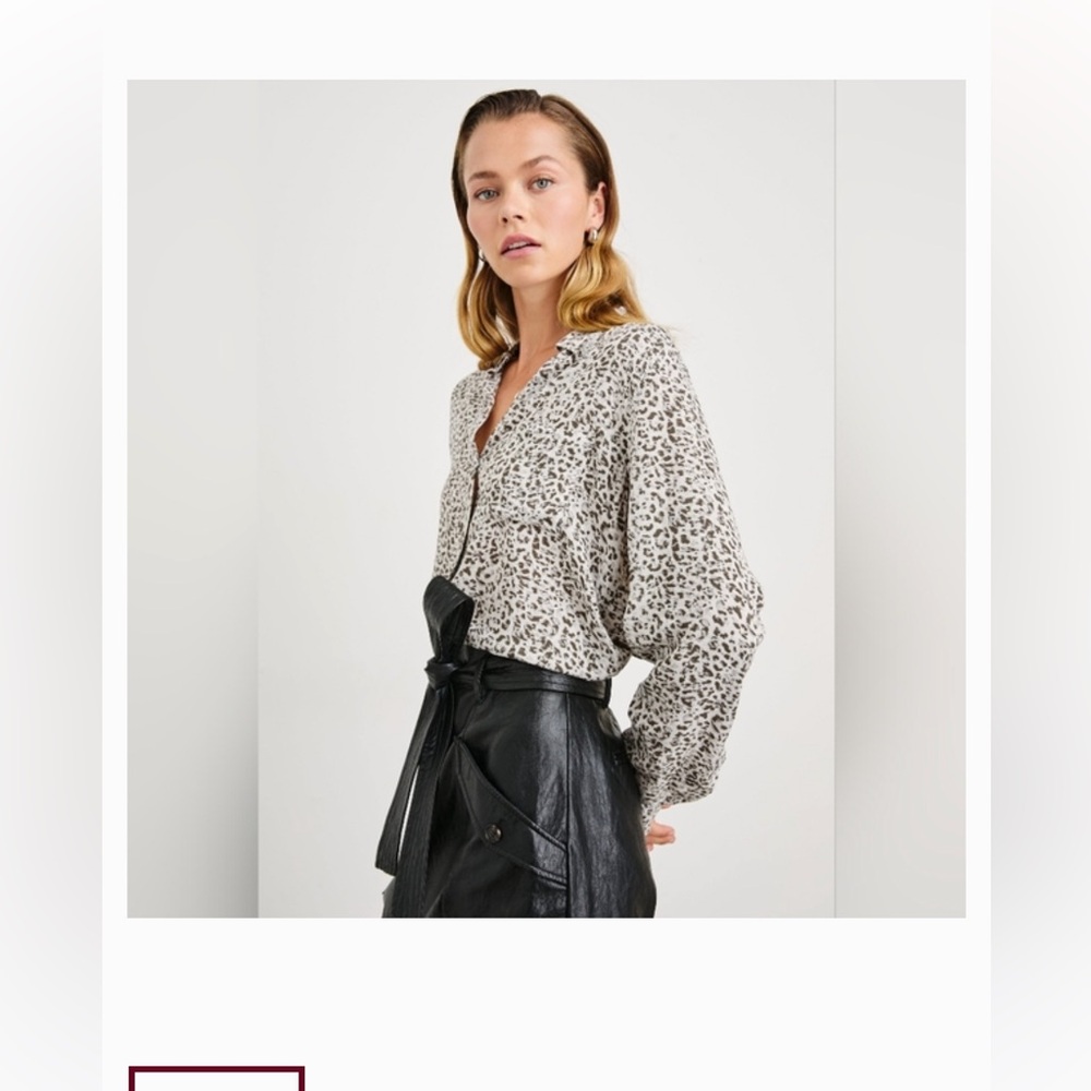 Rails Leopard Print Button-Down Shirt in Beige and Black